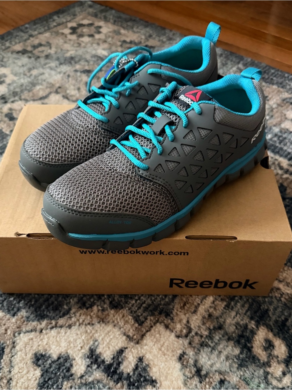 Reebok Gray & Teal Work Sneakers/Steel toe